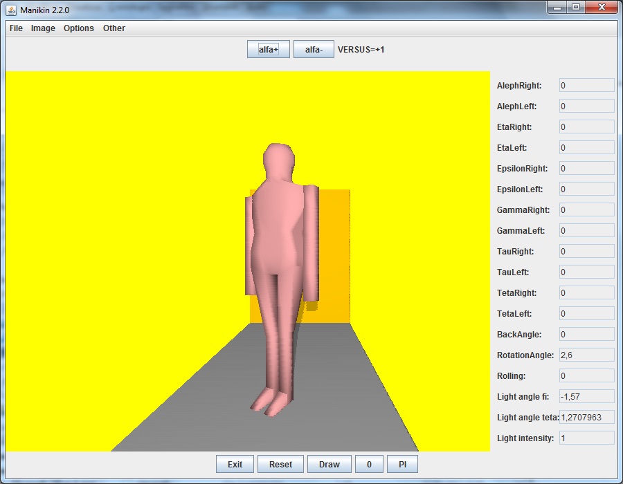 Manikin virtual man model with drawn walls